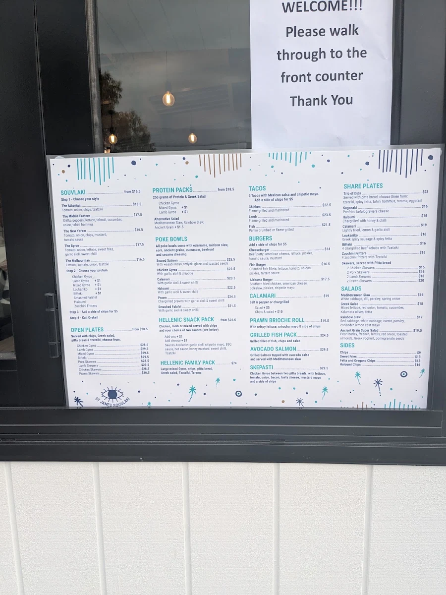 Menu, St James Souvlaki