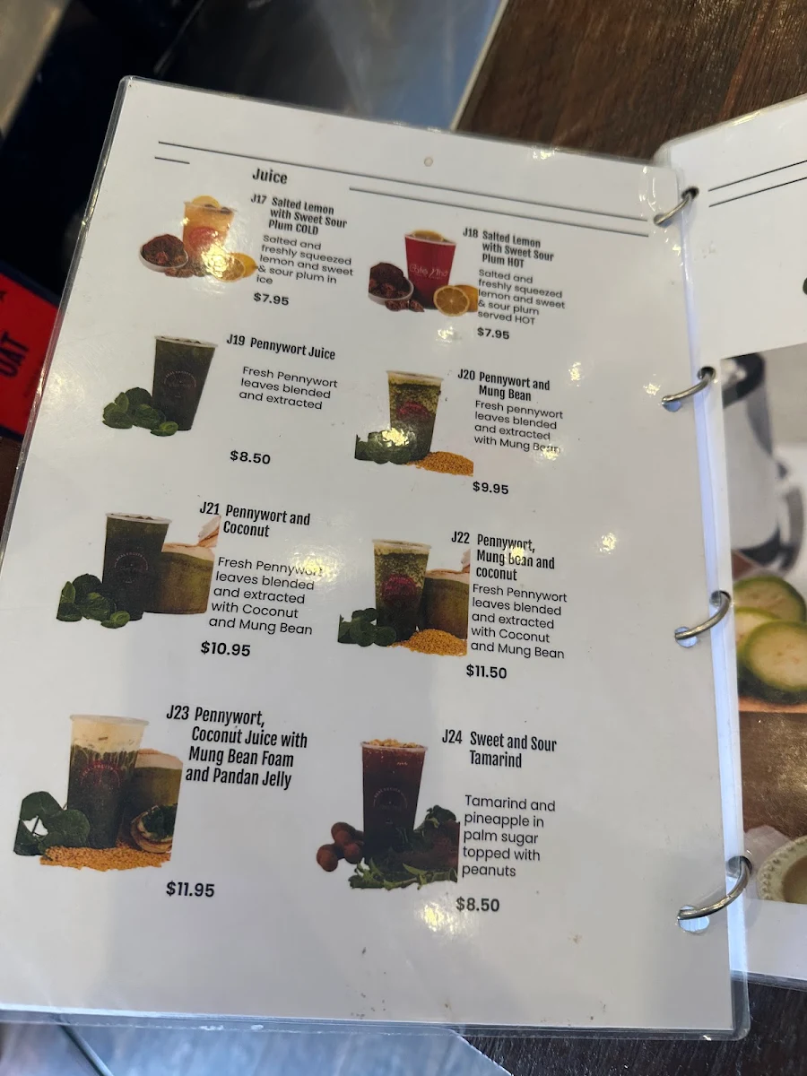 Menu, Cafe Nho