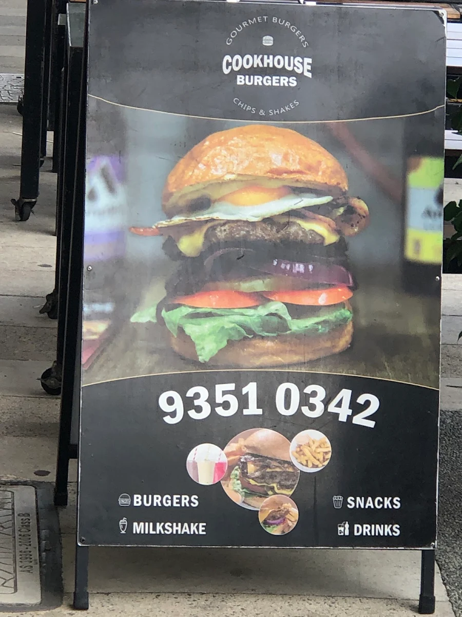 Menu, Cookhouse Burgers