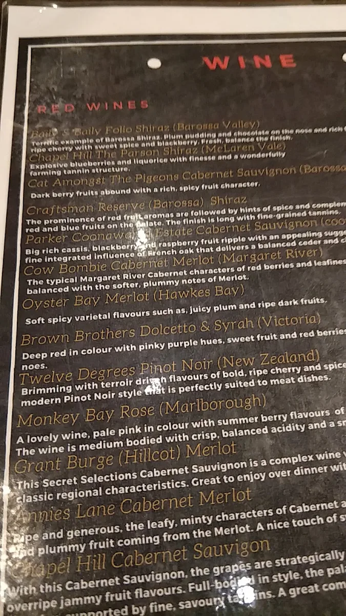 Menu, Yamanto Tavern