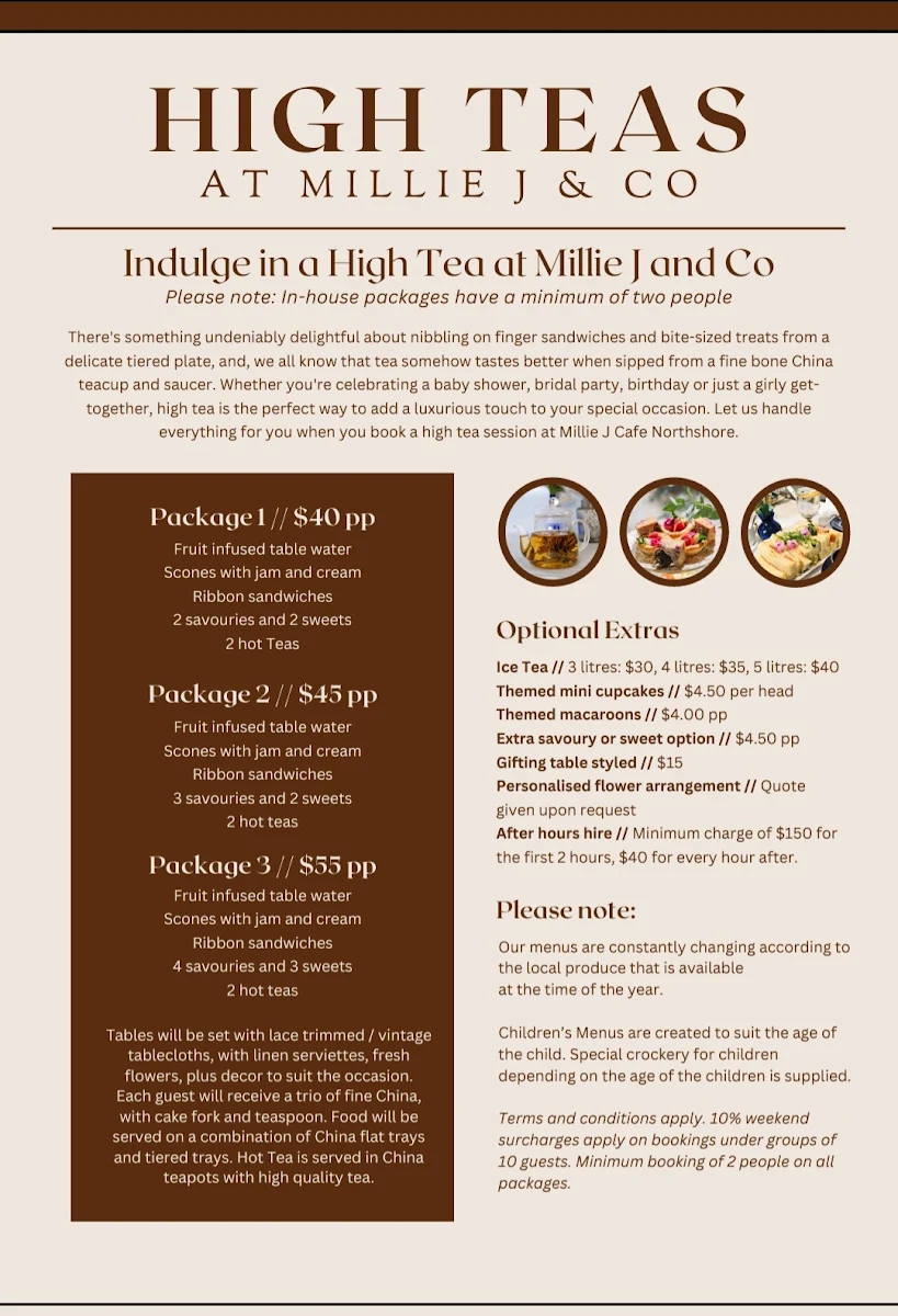 Menu, Millie J & Co