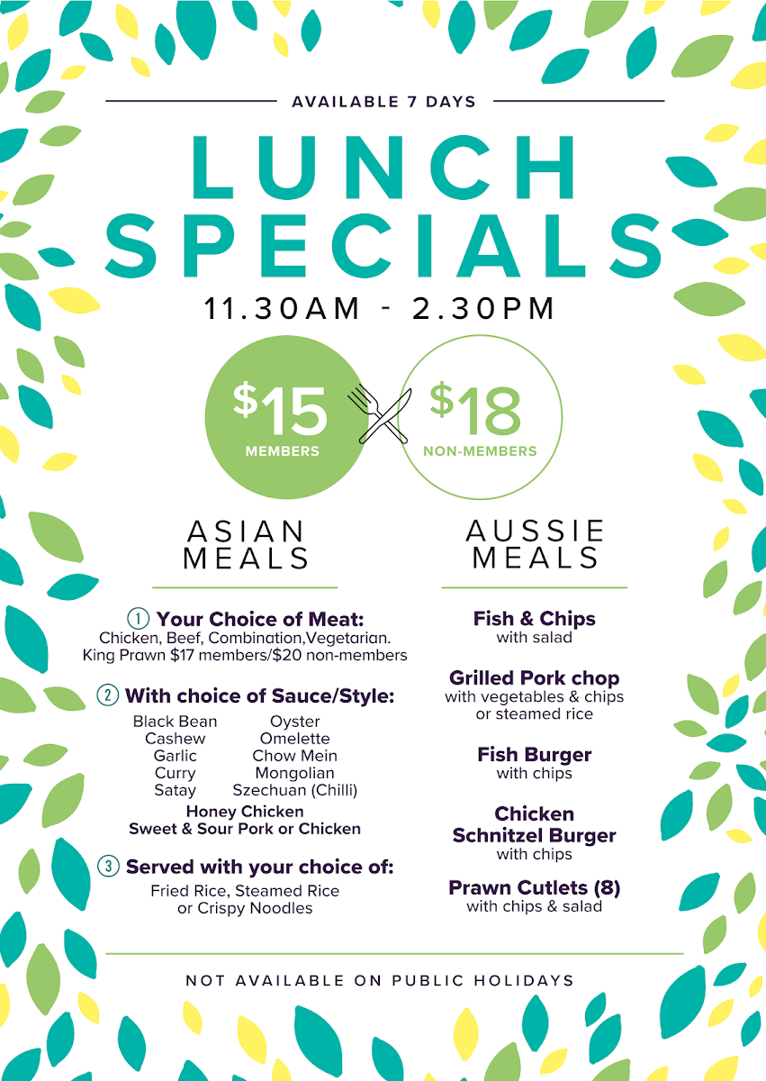 Menu, The Bridgeview Restaurant