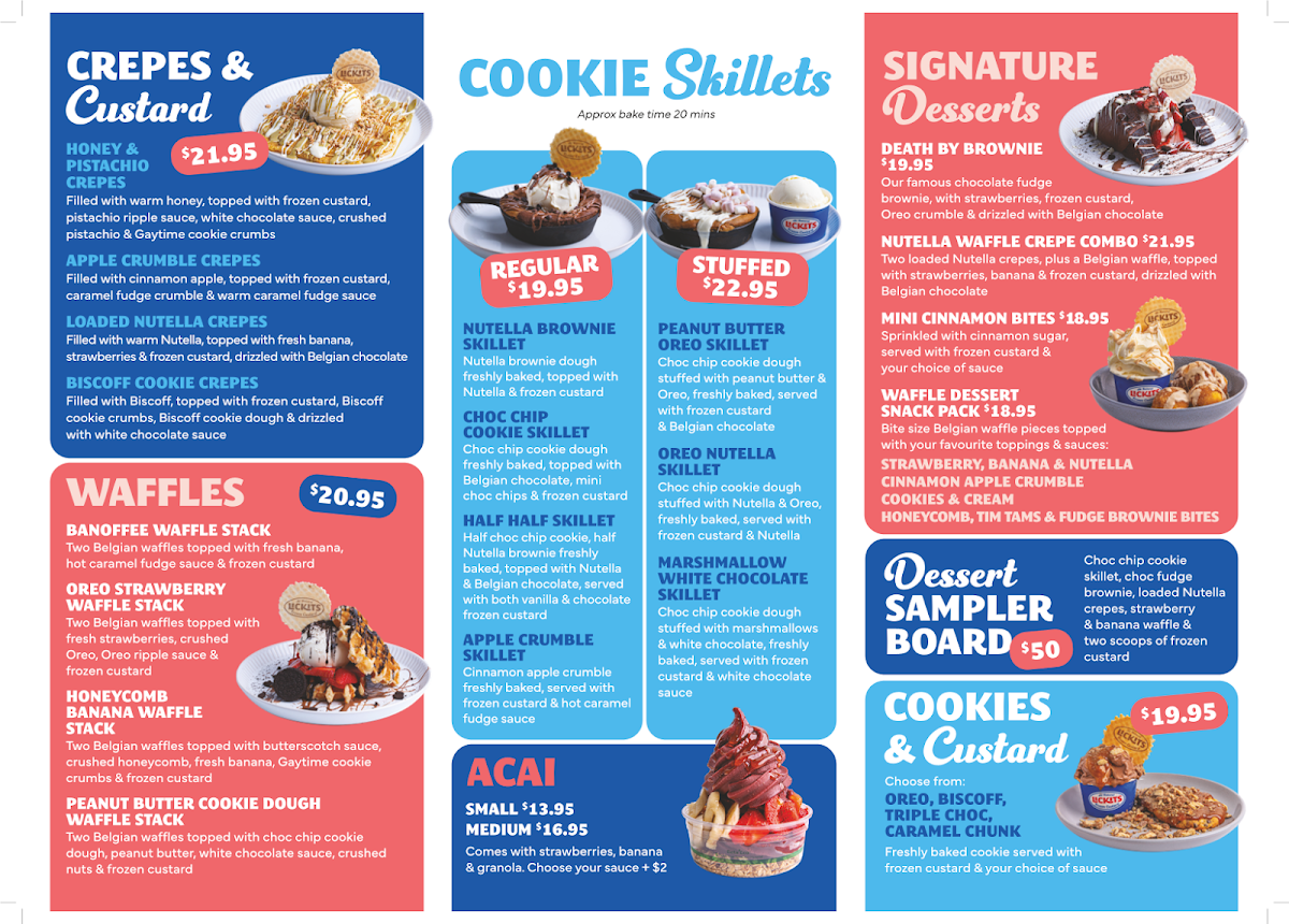 Menu, Lickits Frozen Custard, Dessert & Gelato Bar