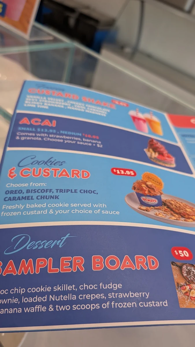 Menu, Lickits Frozen Custard, Dessert & Gelato Bar