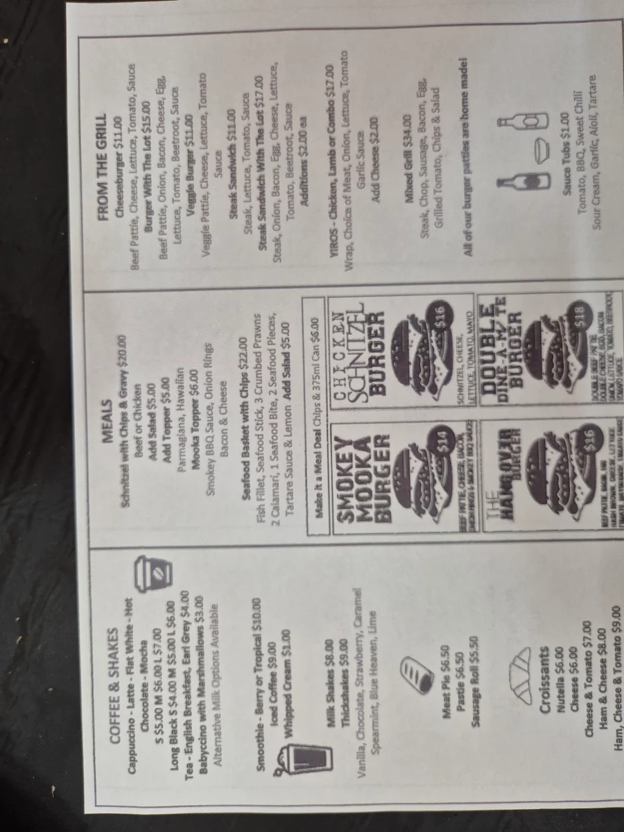 Menu, Dine-a-Mite Cafe