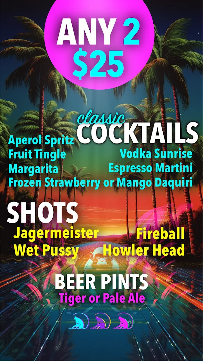 Menu, Three Monkeys
