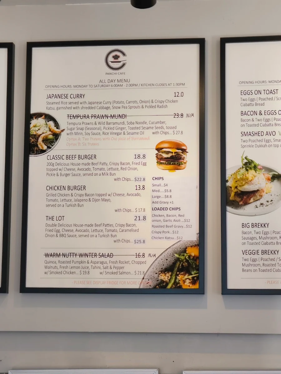 Menu, Panchi Cafe