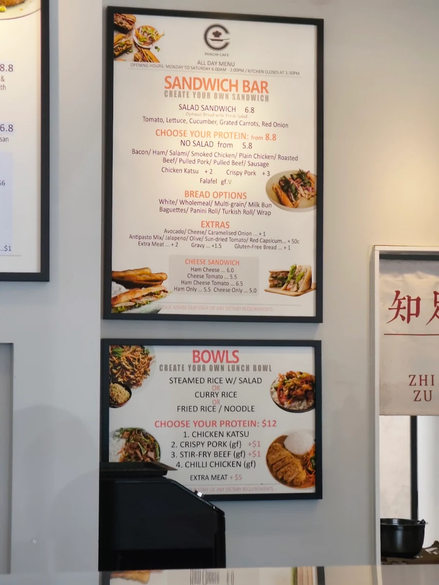 Menu, Panchi Cafe