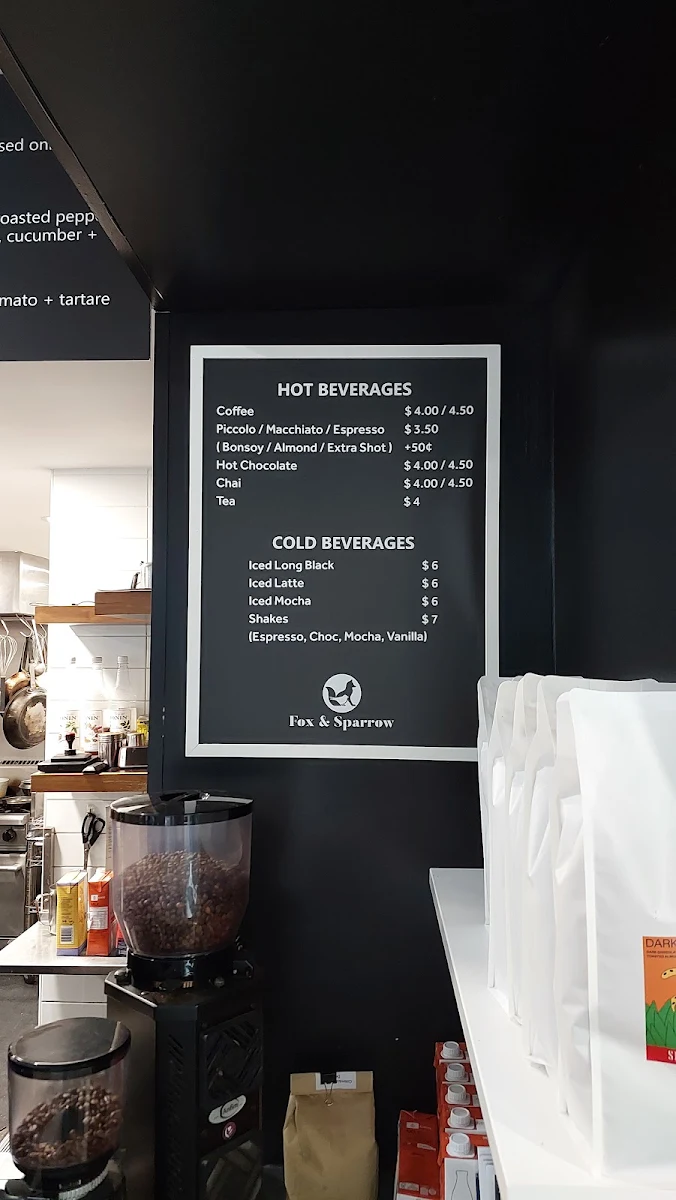 Menu, Fox & Sparrow Cafe North Sydney