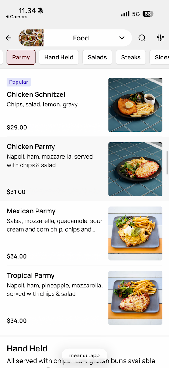 Menu, Palm Cove Tavern
