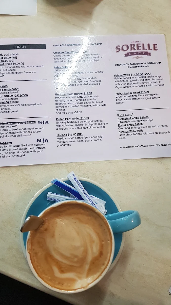 Menu, Le Due Sorelle Cafe