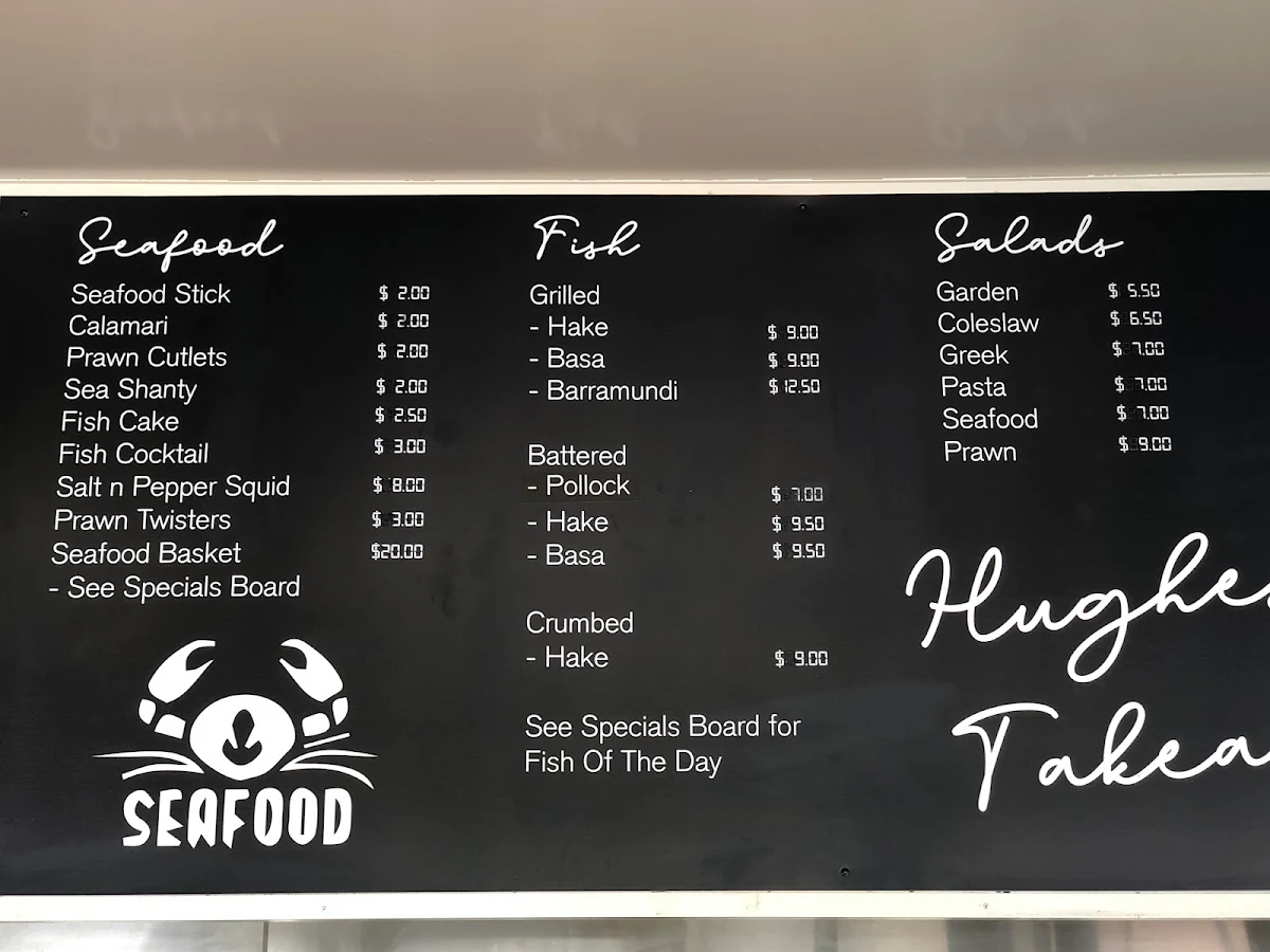 Menu, Hughes Takeaway