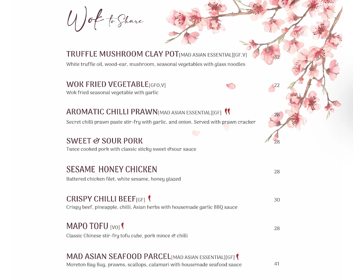 Menu, Mad Asian Kitchen And Bar