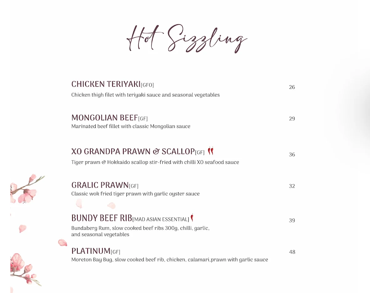 Menu, Mad Asian Kitchen And Bar