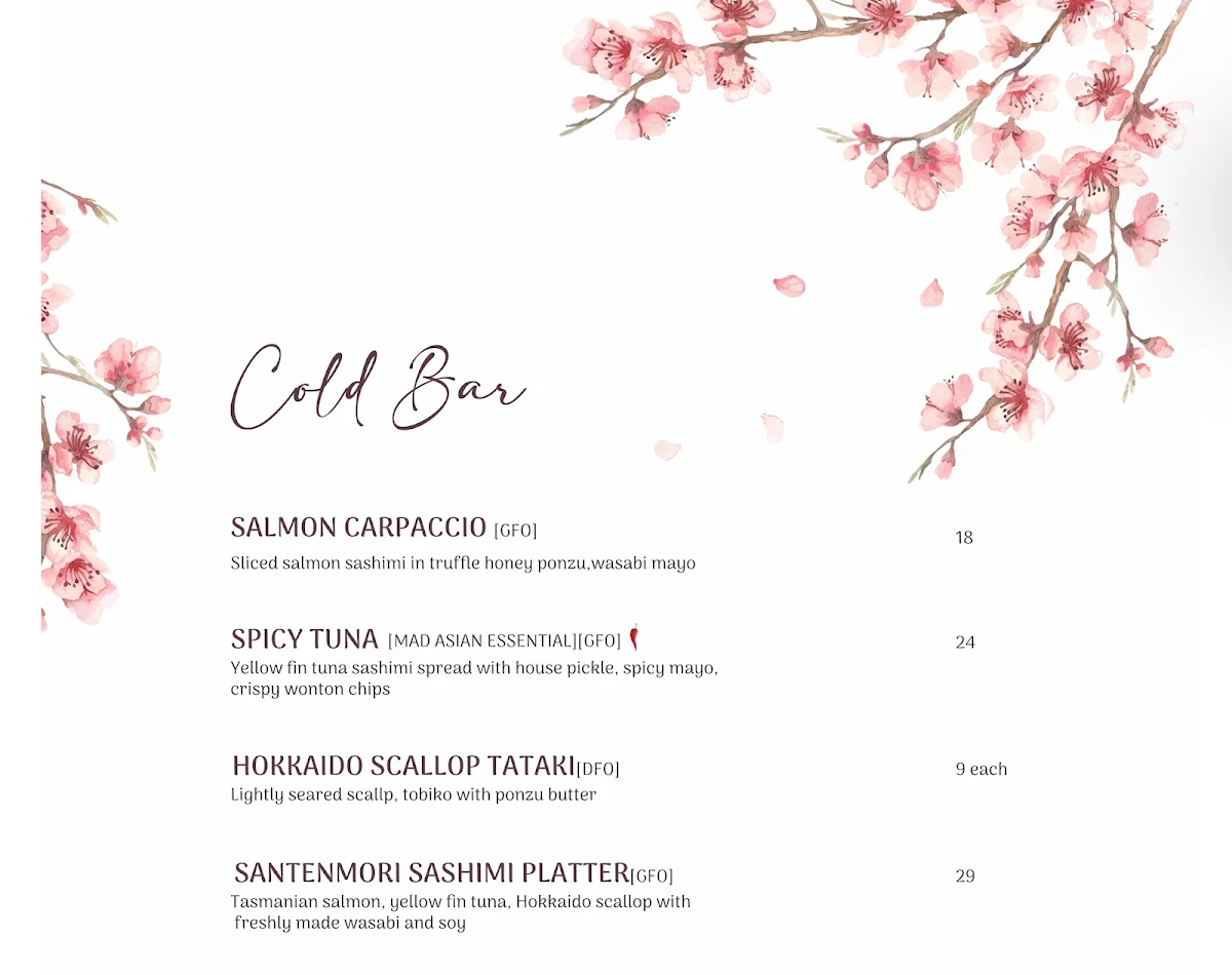Menu, Mad Asian Kitchen And Bar