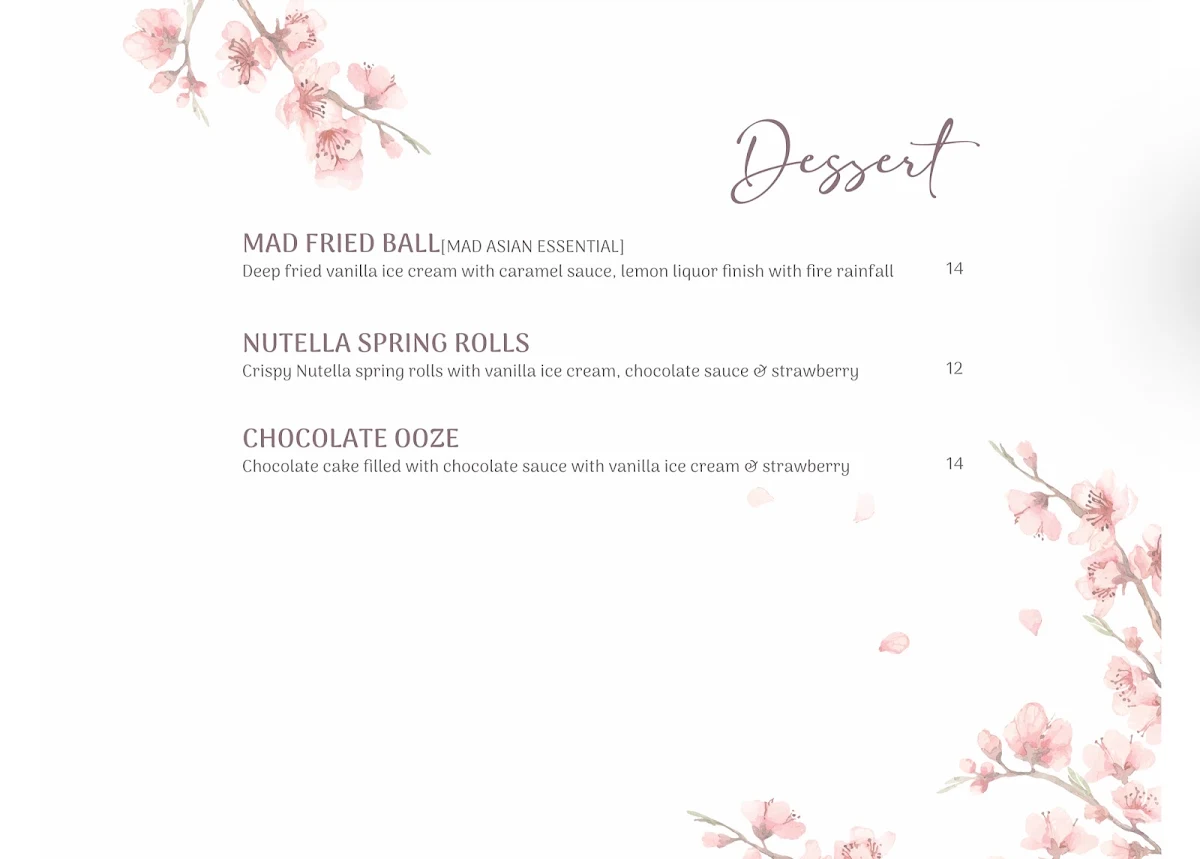 Menu, Mad Asian Kitchen And Bar