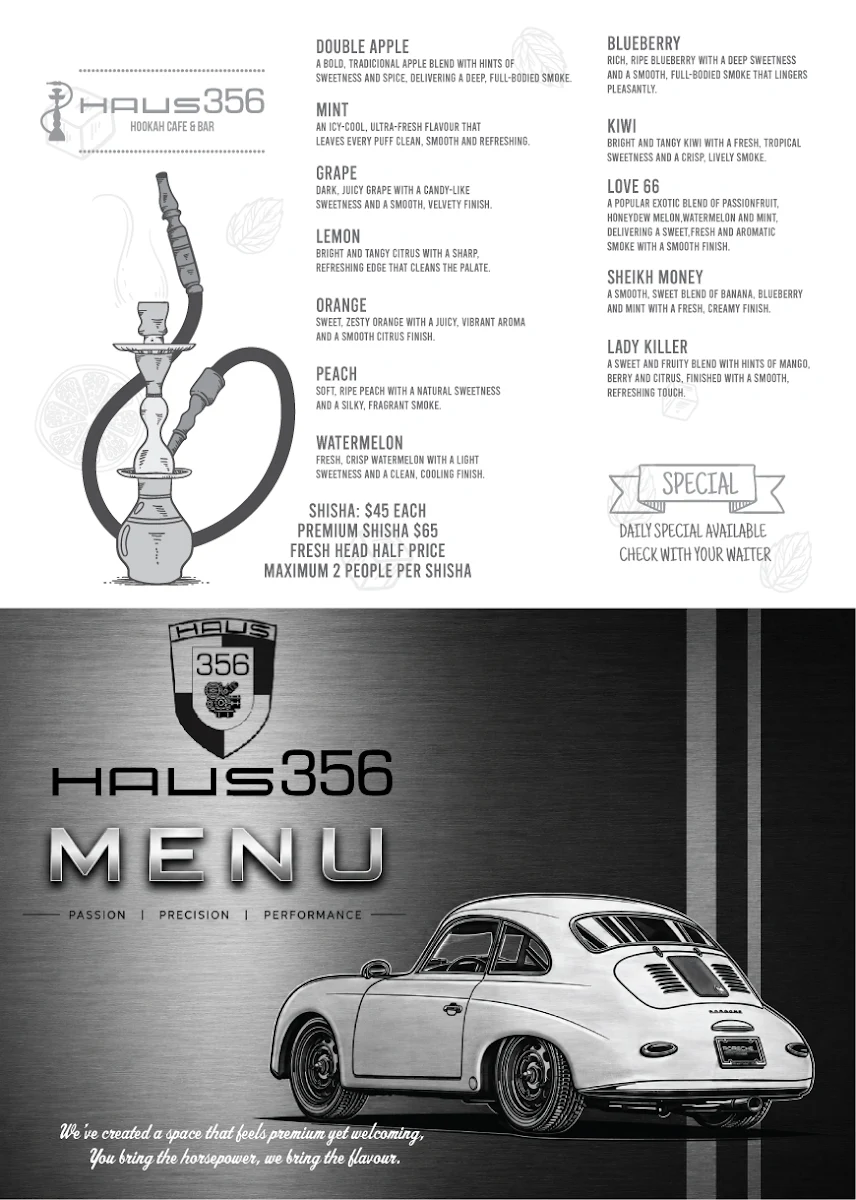 Menu, Haus 356 cafe, Restaurant