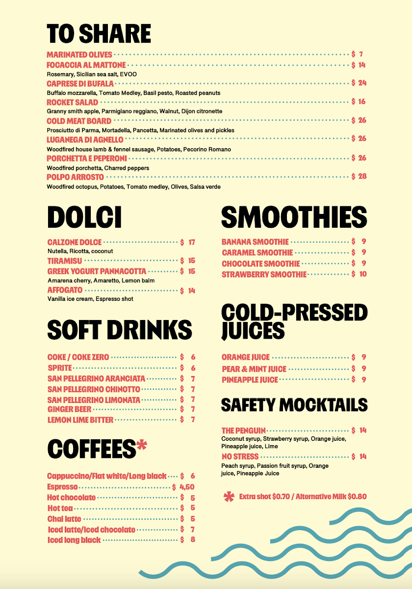 Menu, The Shed Pizza & Co