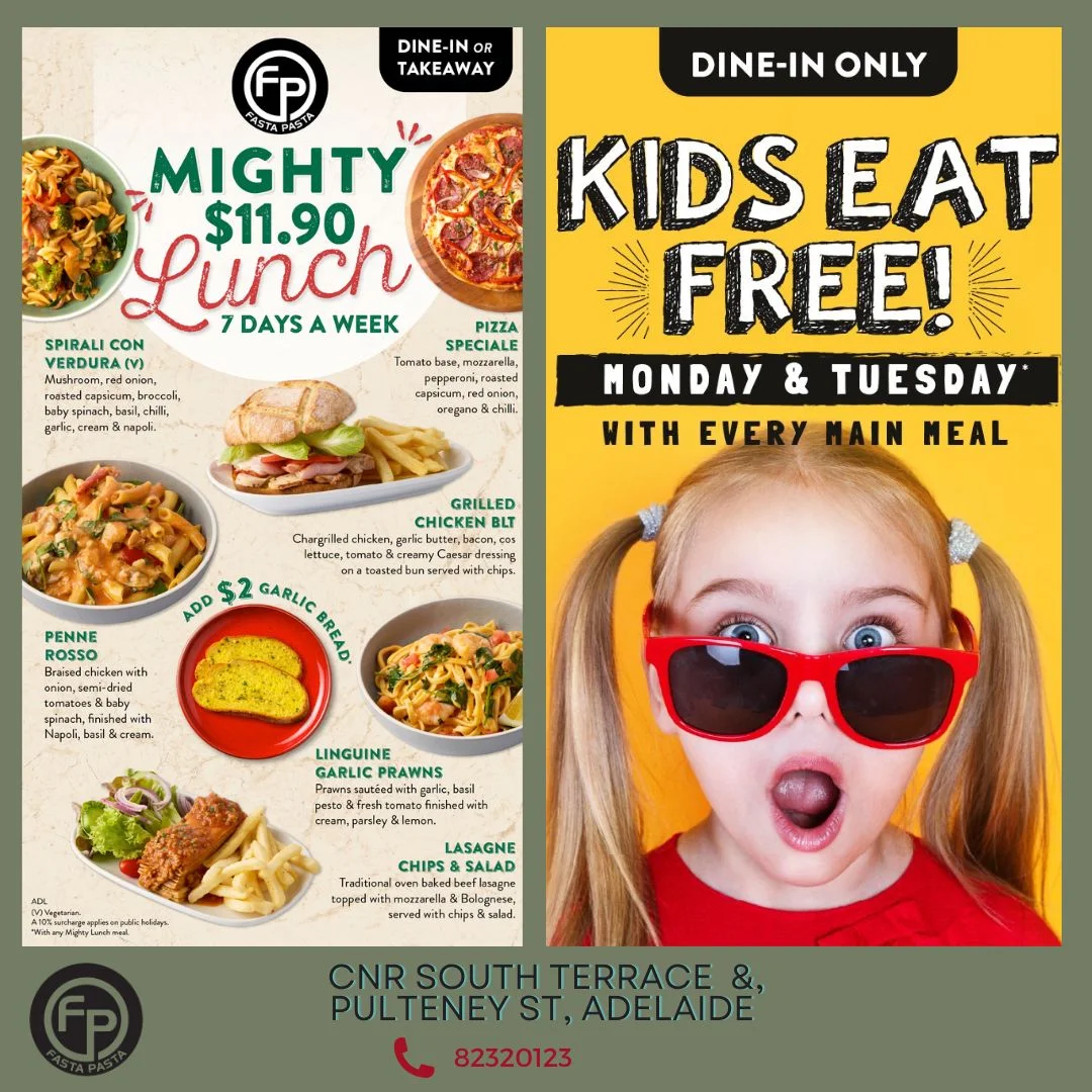 Menu, Fasta Pasta South Terrace