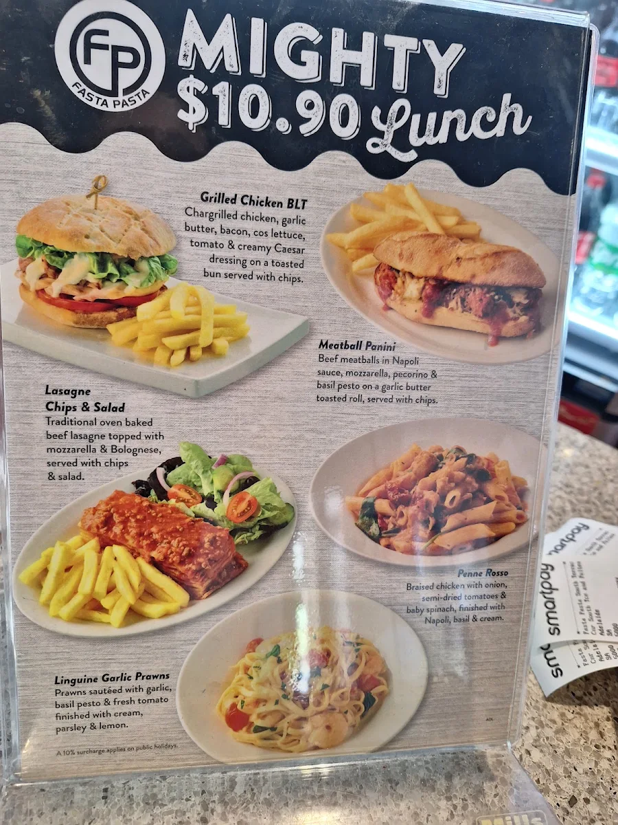 Menu, Fasta Pasta South Terrace