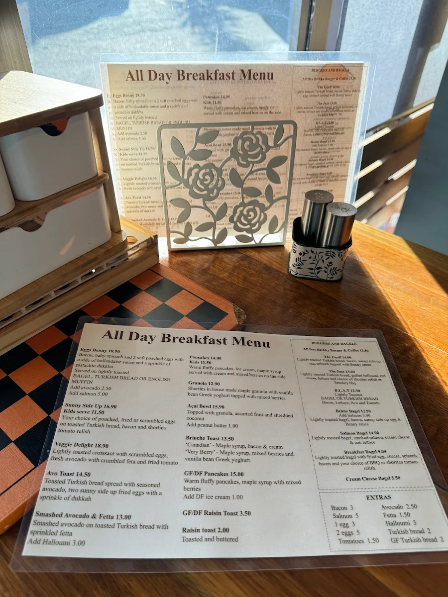 Menu, Shorties Espresso Bar