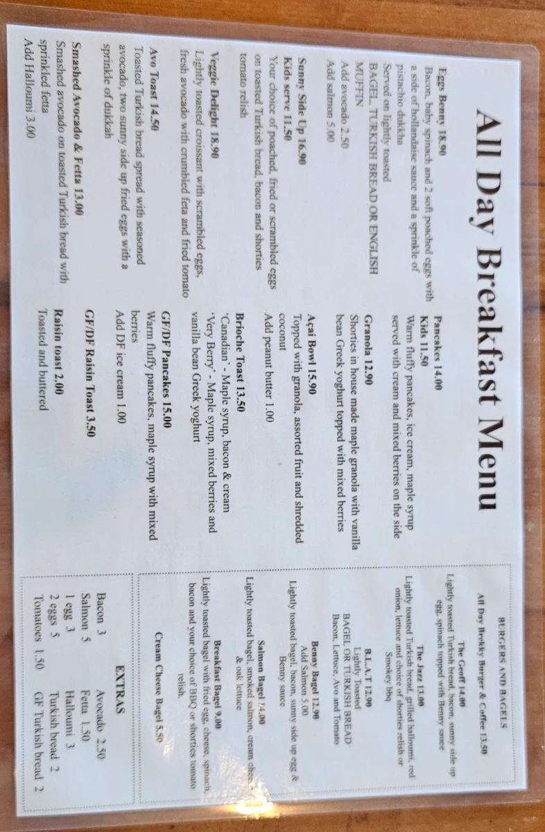 Menu, Shorties Espresso Bar