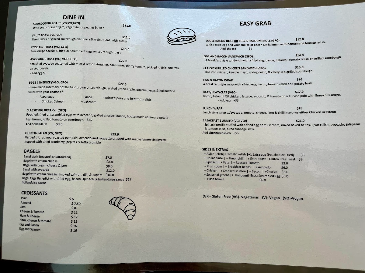 Menu, Wild Timor Coffee Co. - coburg north