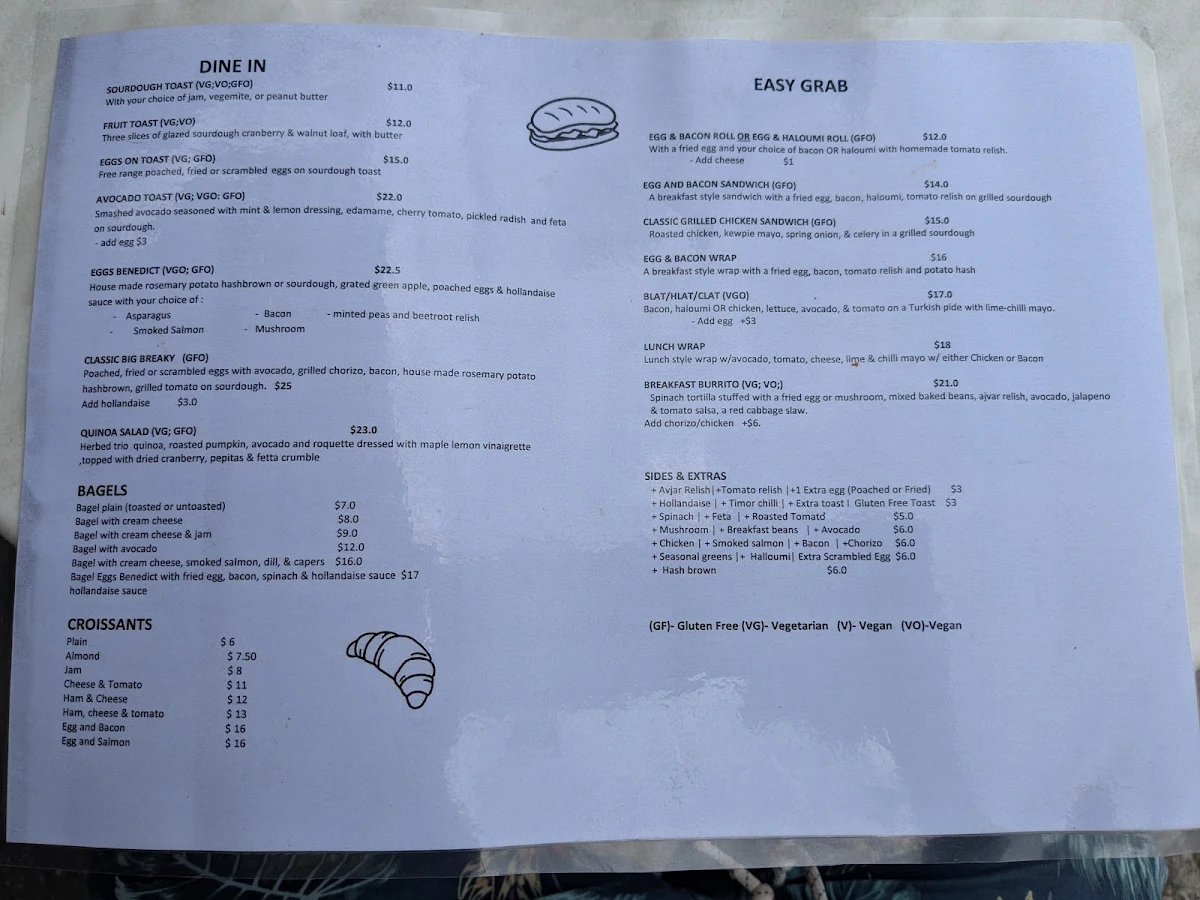 Menu, Wild Timor Coffee Co. - coburg north