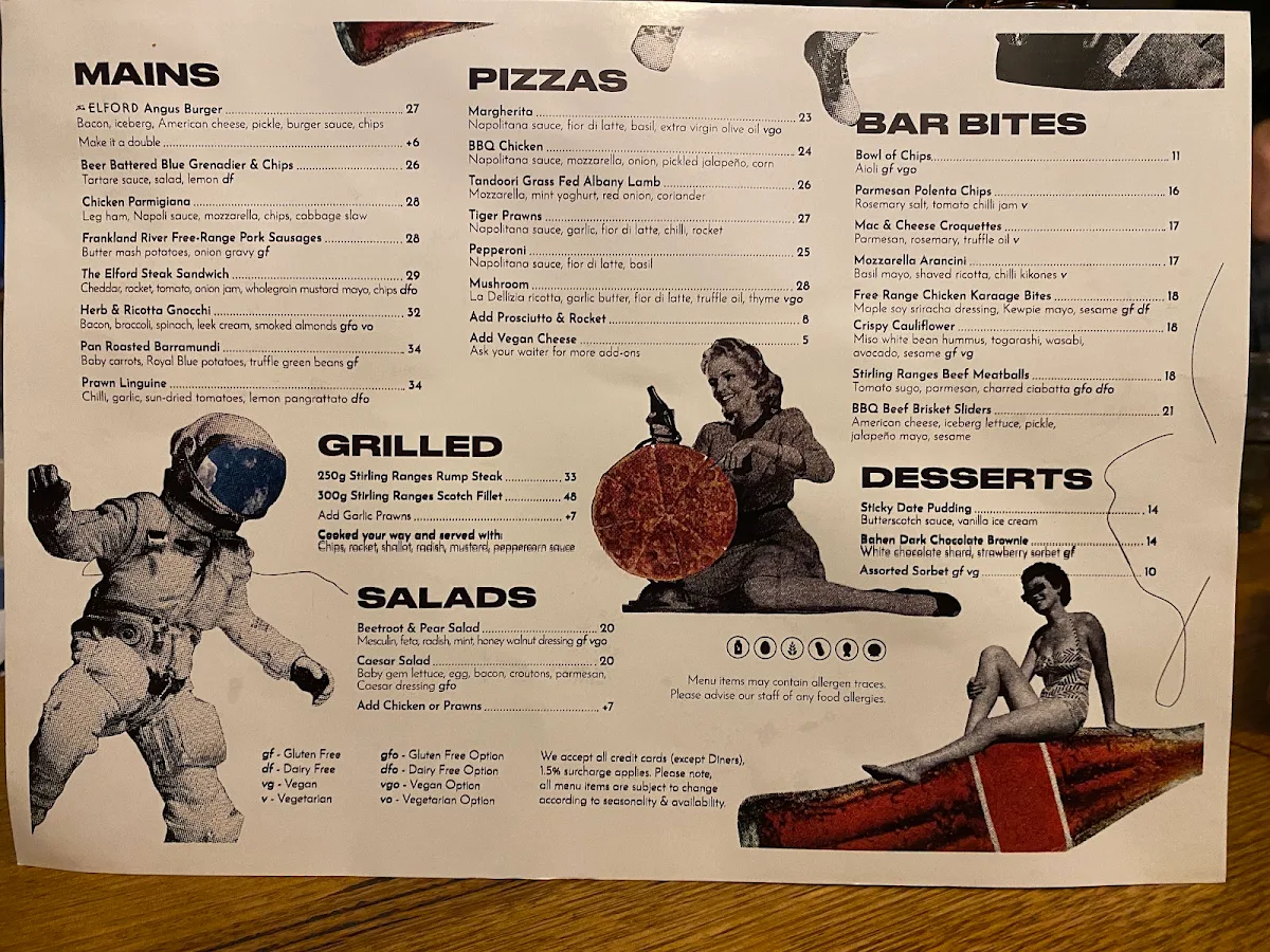 Menu, The Elford