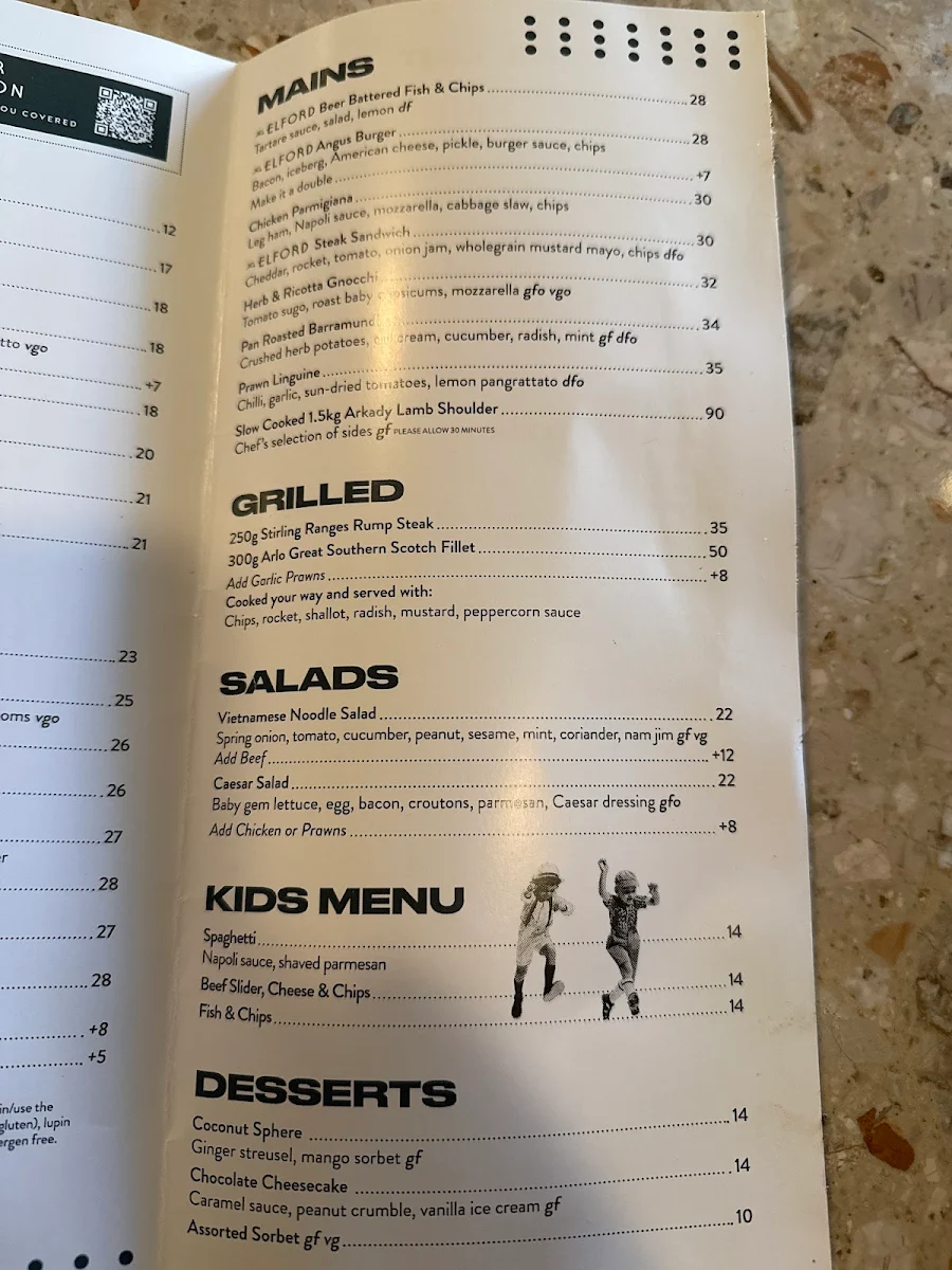 Menu, The Elford