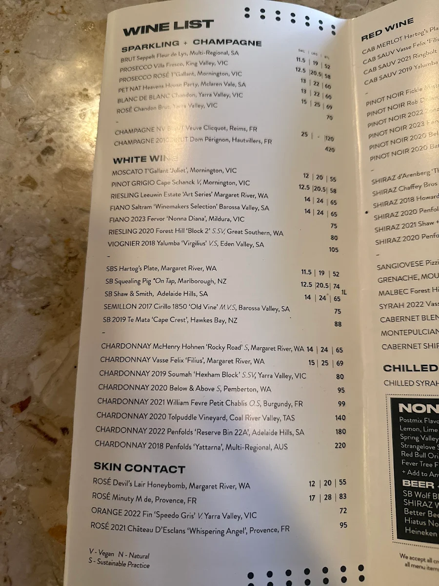 Menu, The Elford