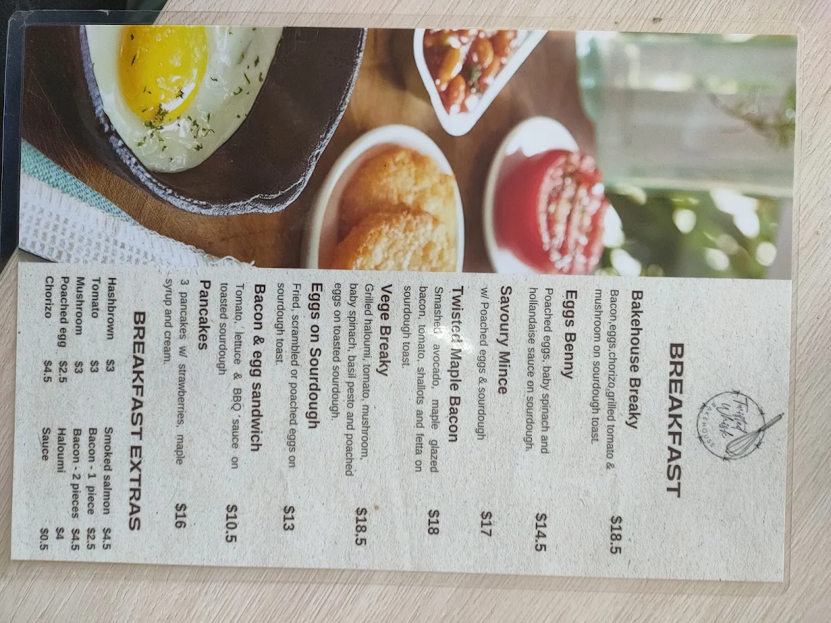 Menu, Twisted Whisk Bakehouse