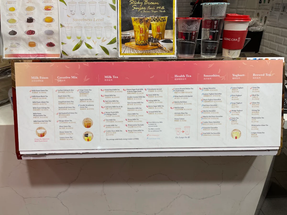 Menu, Gong Cha Chatswood
