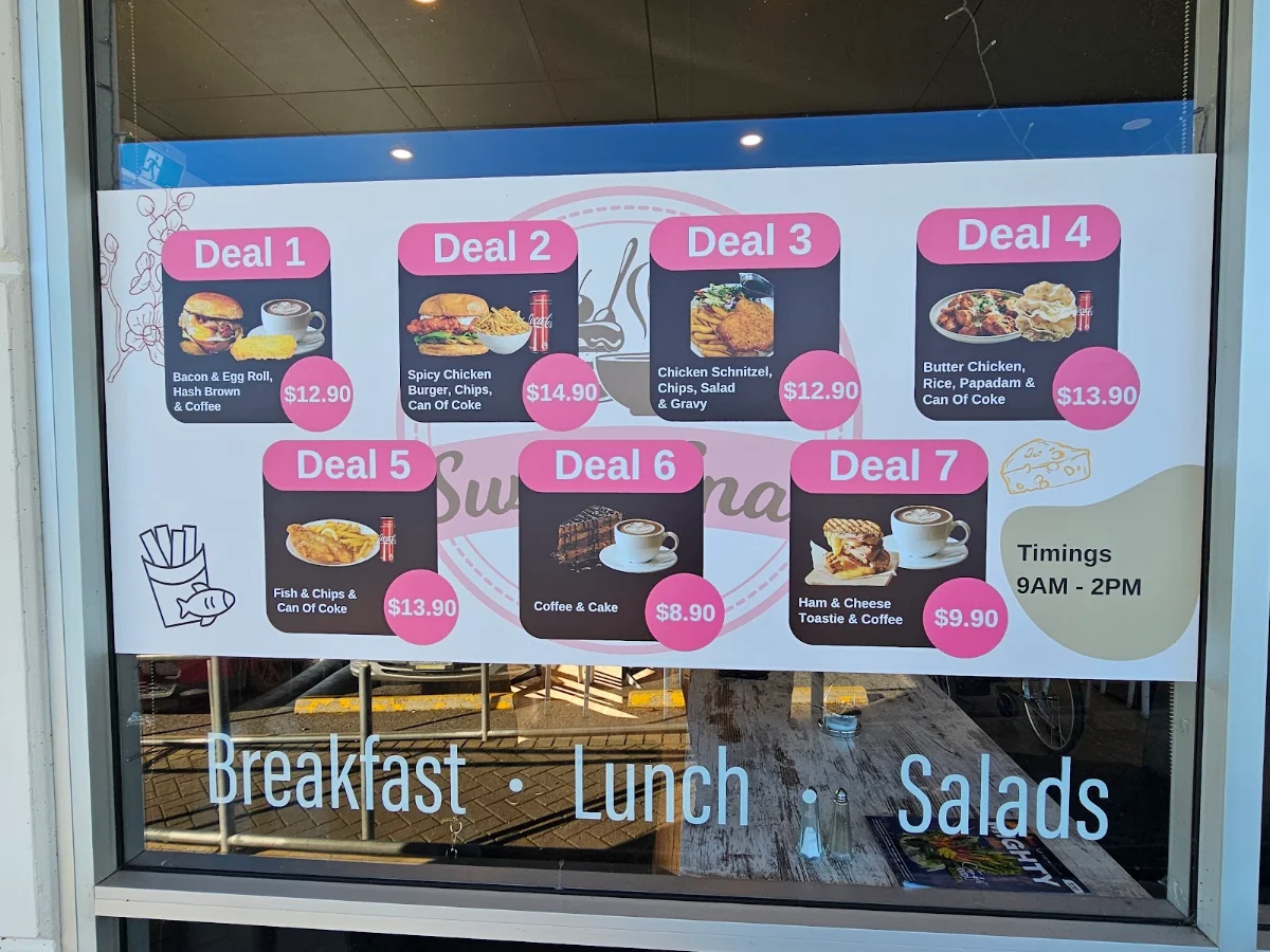 Menu, Sweet snax cafe