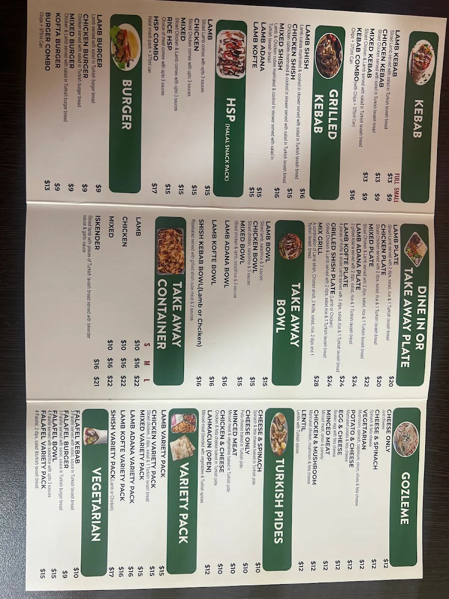 Menu, Tek Kebab Greenvale : Turkish Halal Food