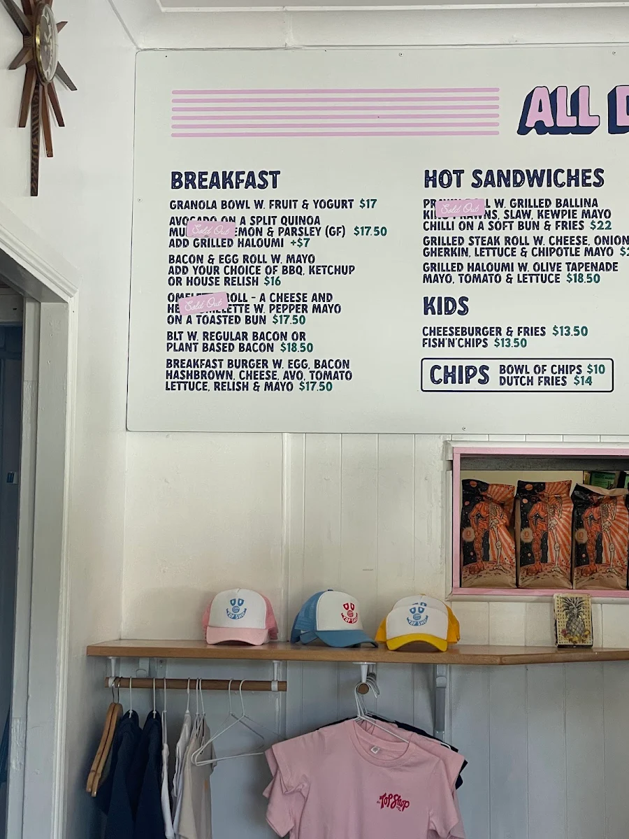 Menu, The Top Shop