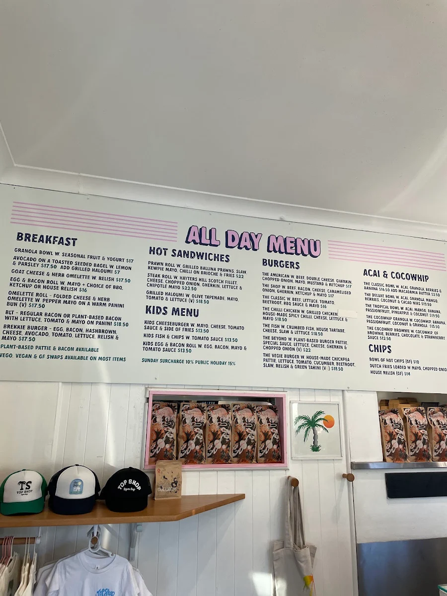 Menu, The Top Shop