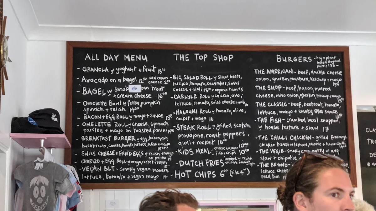 Menu, The Top Shop