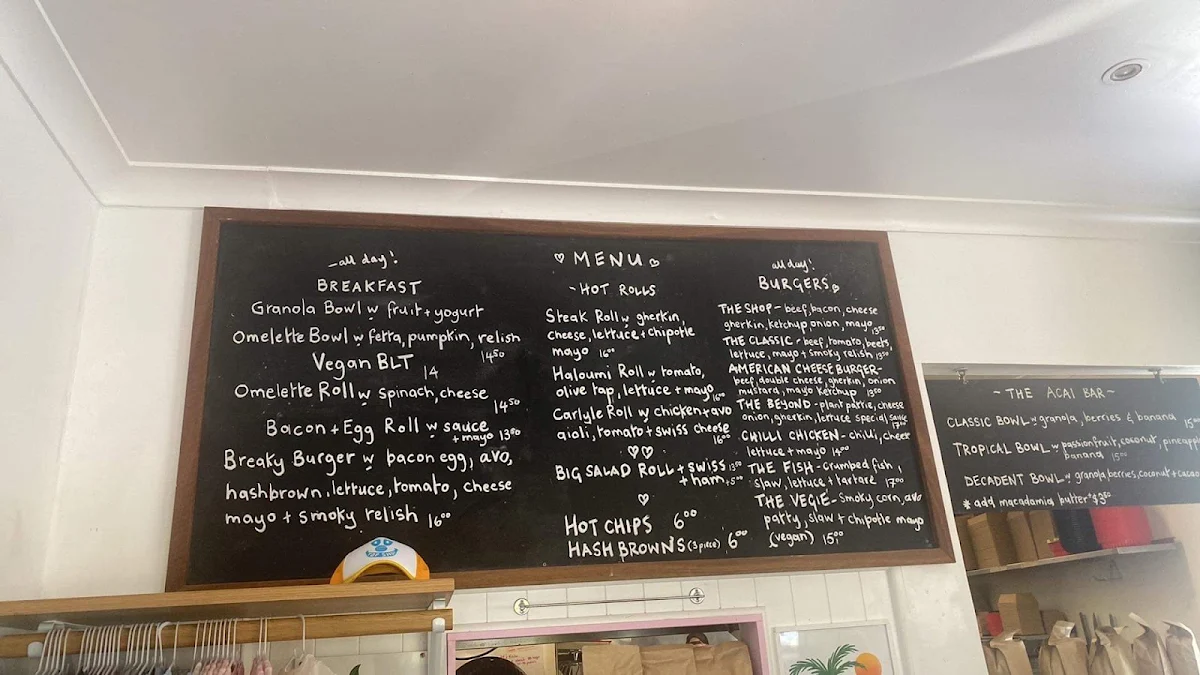 Menu, The Top Shop