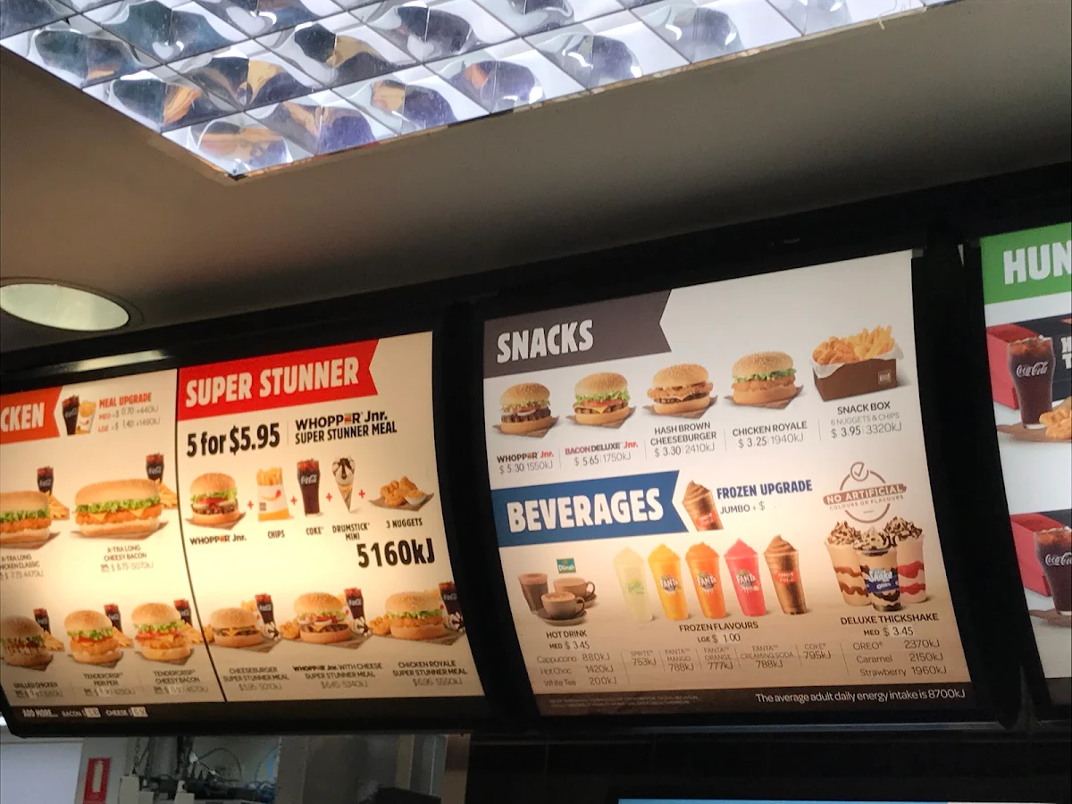 Menu, Hungry Jack's Burgers Mount Lawley