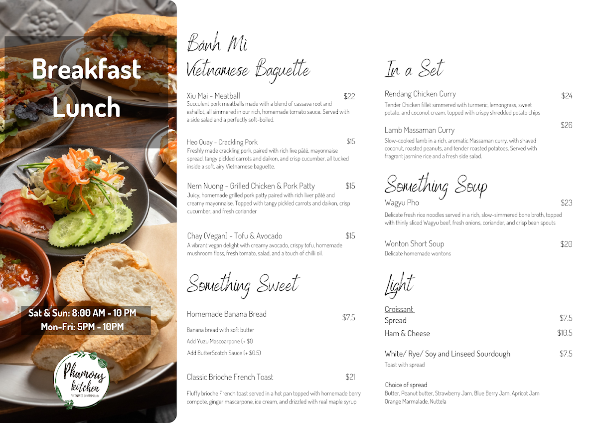 Menu, Phamous Kitchen