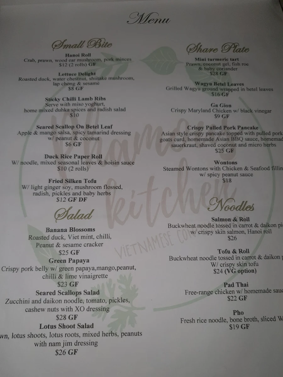 Menu, Phamous Kitchen