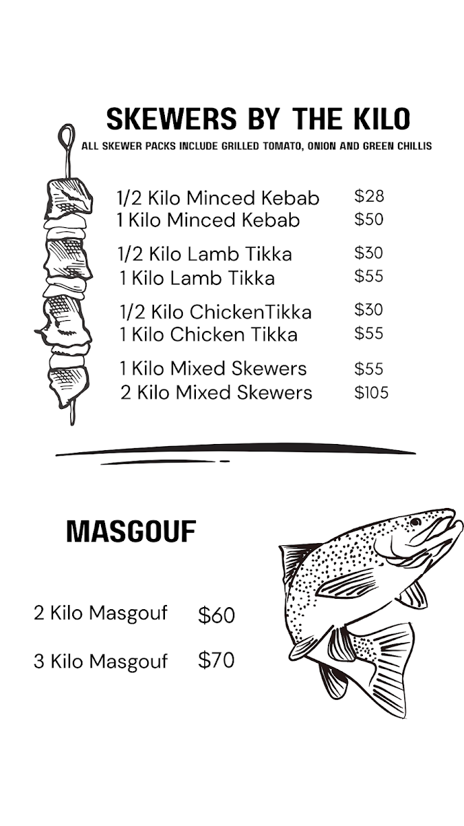 Menu, MAMA SUAD'S