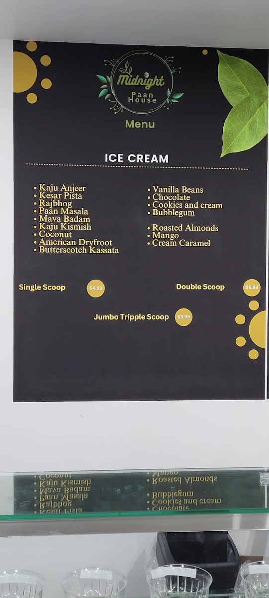 Menu, Midnight paan house