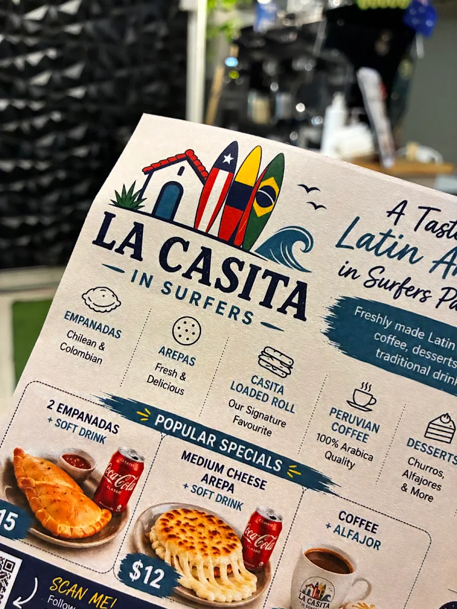 Menu, La Casita in Surfers