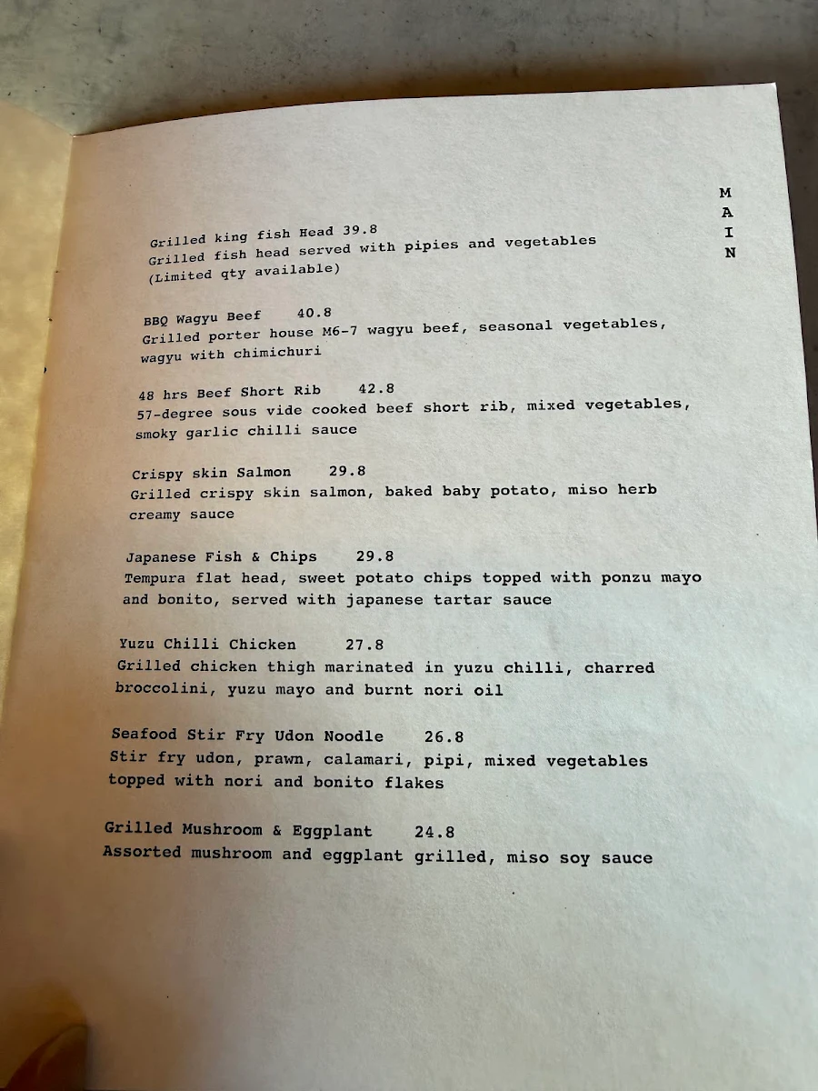 Menu, Machi
