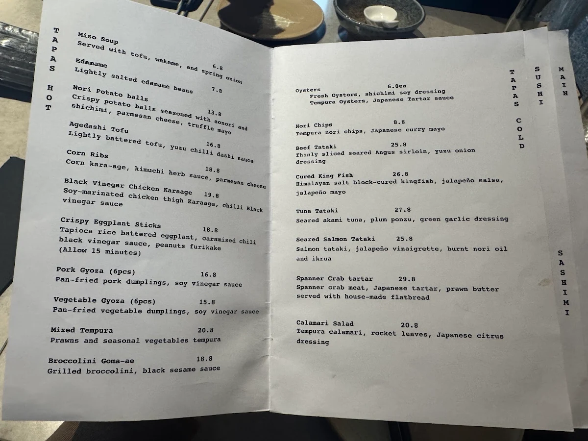 Menu, Machi