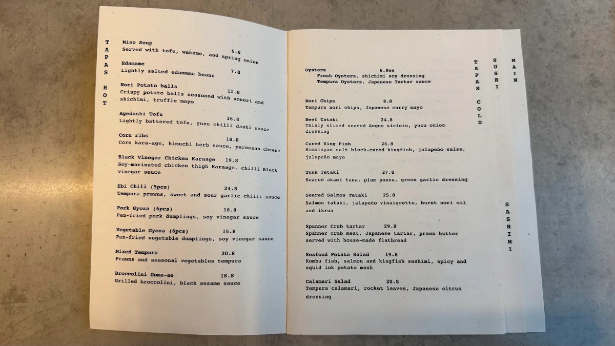 Menu, Machi
