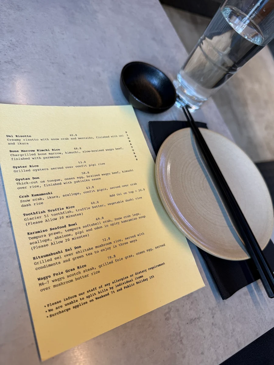 Menu, Machi