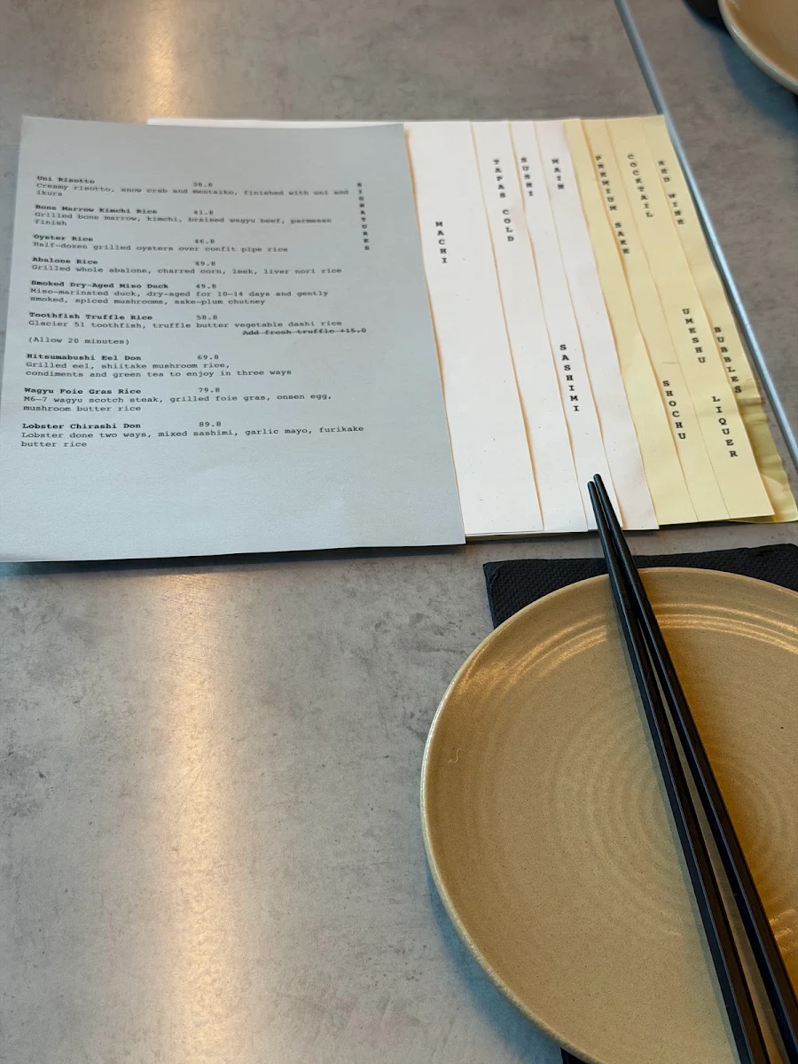 Menu, Machi